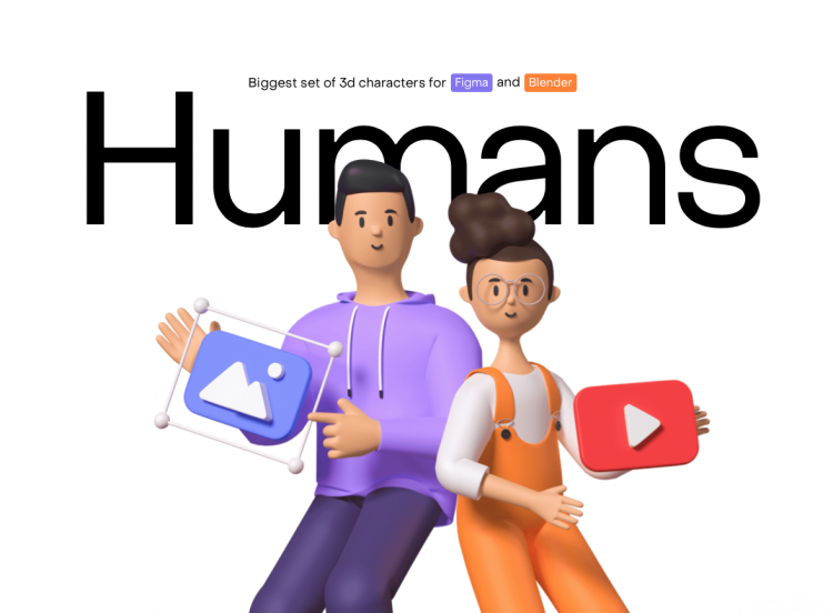 Humans 3d character kit 