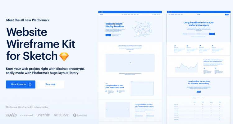 Platforma 2 Wireframe Kit [Figma + Adobe Xd + Sketch]