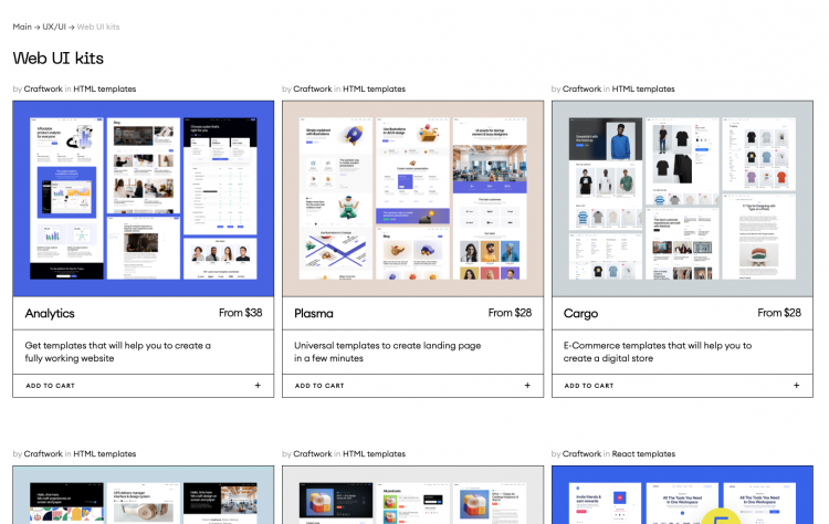 All Craftwork UI kits: Web + Mobile