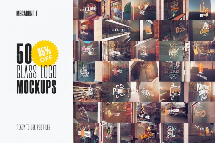 50 Glass Mockup Megabundle