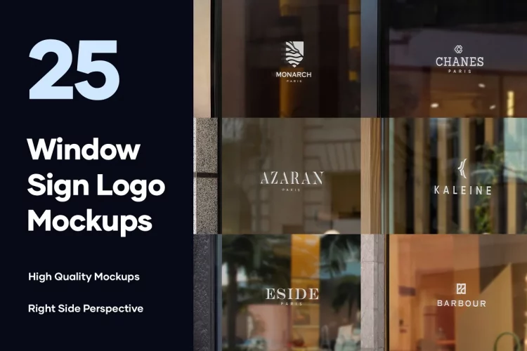 25 Window Signs Logo Mockups [Asylab]